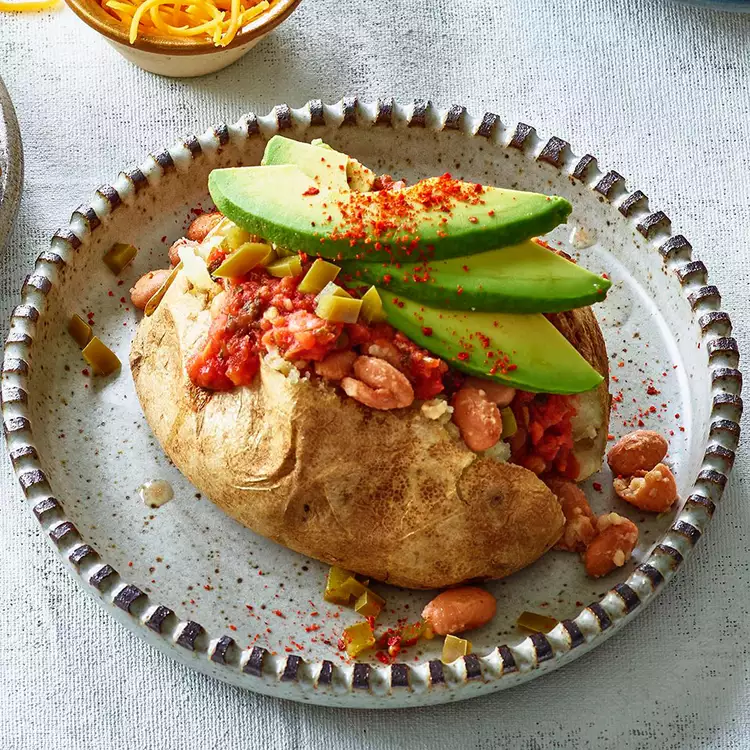 Stuffed Potatoes with Salsa & Beans