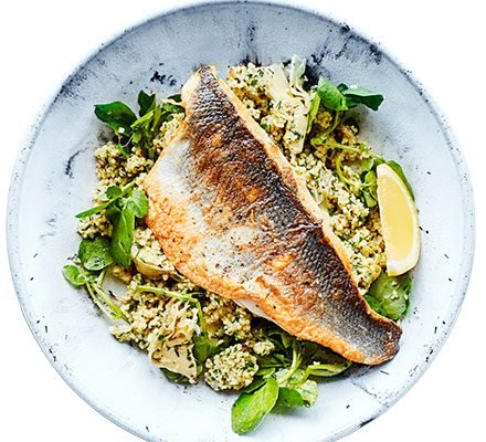 Sea bass & artichoke salad