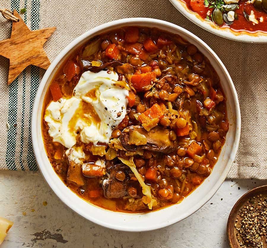 Miso lentil & cabbage soup