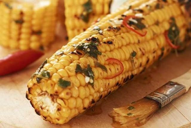 Barbecued Corn with Coriander and Chilli Butter