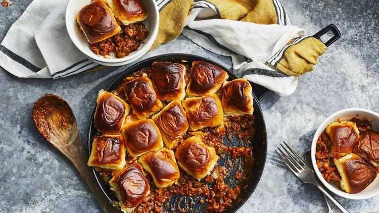 Sloppy Joe Casserole with Dinner Rolls