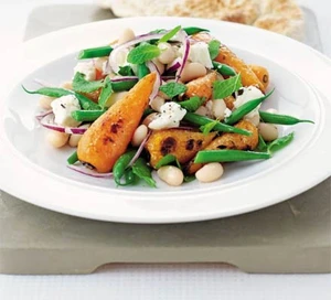 Roast carrot & bean salad with feta