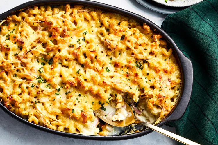 Raclette-Gruyère Mac and Cheese with Pickled Shallots